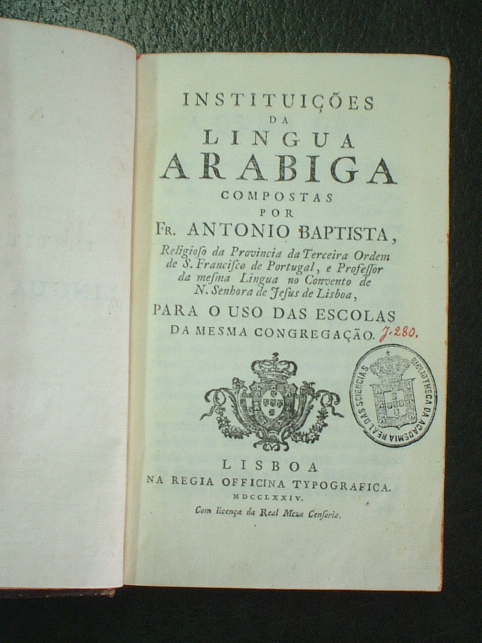 Instituições da Lingua Arabiga de Fr. António Baptista (1774)